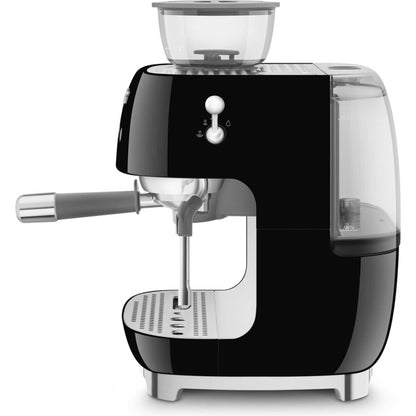 Smeg EGF03BLUK 50's Style Espresso Coffee Machine with Grinder - Black