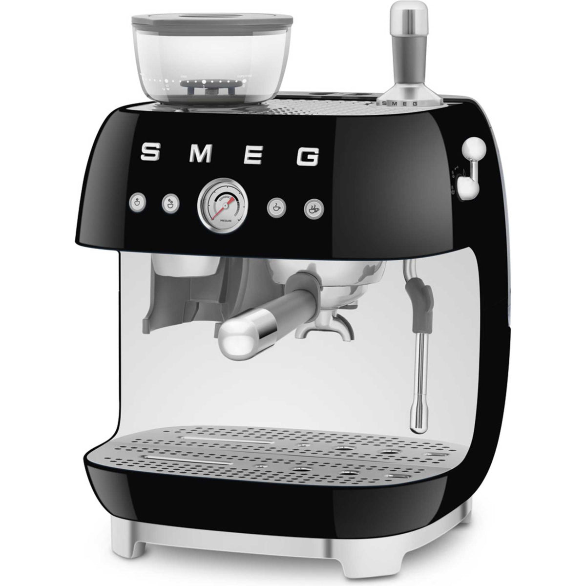 Smeg EGF03BLUK 50's Style Espresso Coffee Machine with Grinder - Black