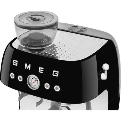 Smeg EGF03BLUK 50's Style Espresso Coffee Machine with Grinder - Black