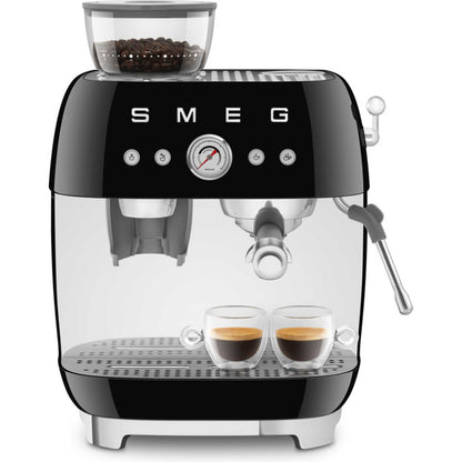 Smeg EGF03BLUK 50's Style Espresso Coffee Machine with Grinder - Black