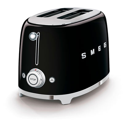 Smeg TSF01BLUK 50's Style 2-Slot Gloss Black Toaster
