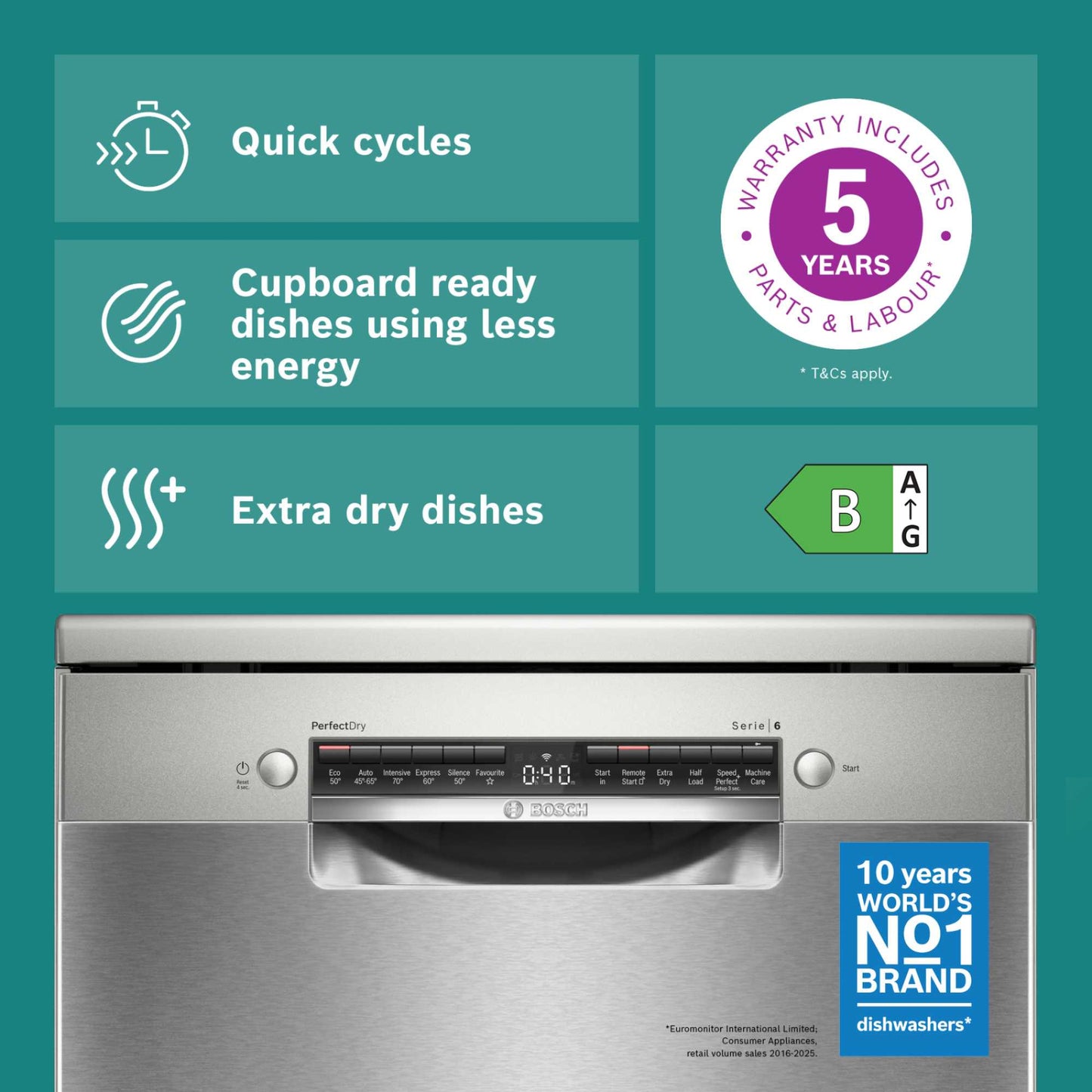 Bosch Series 6 Freestanding Full-Sized Dishwasher - SMS6ZCI10G