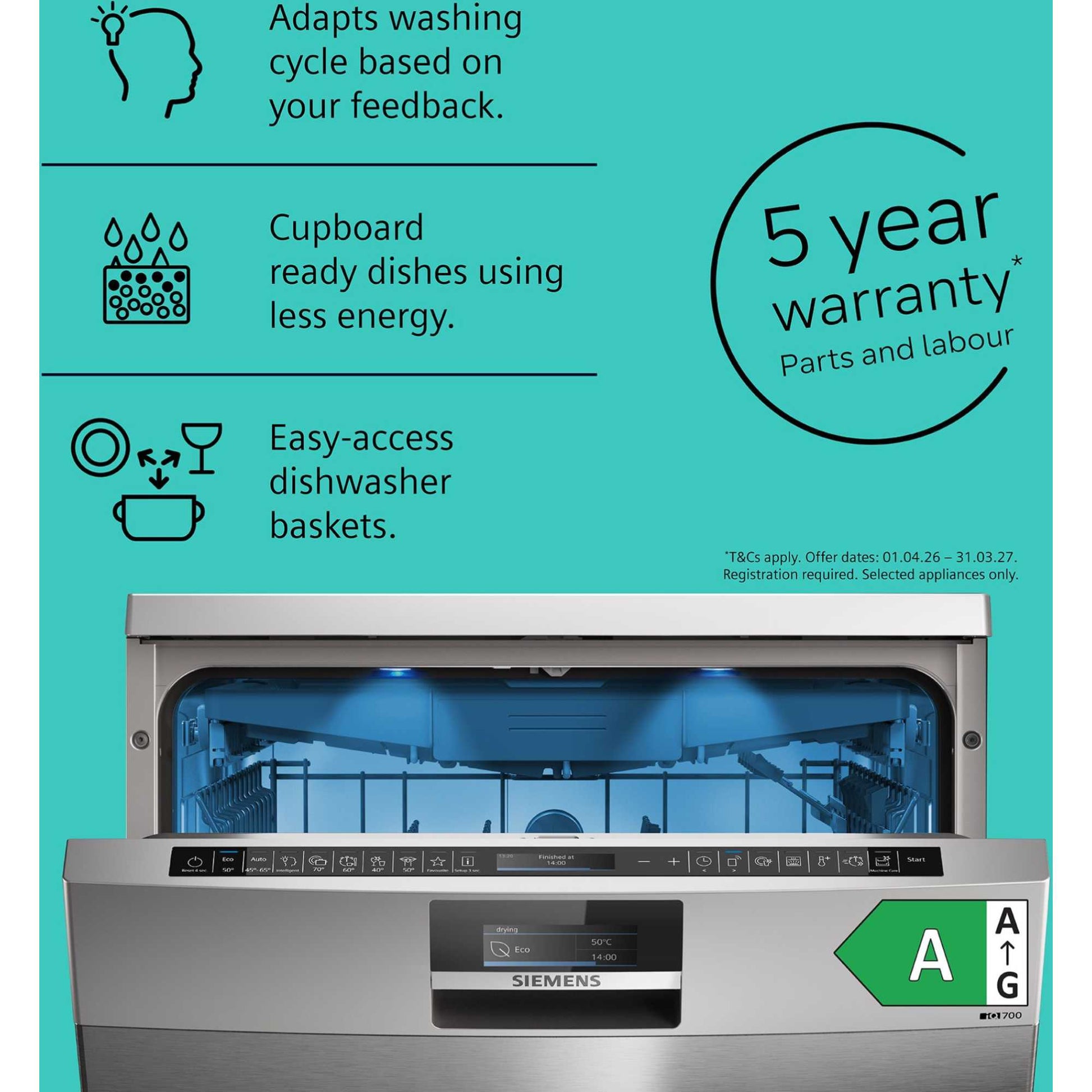 Siemens iQ700 Freestanding Full-Sized Dishwasher - SN27TI02CE