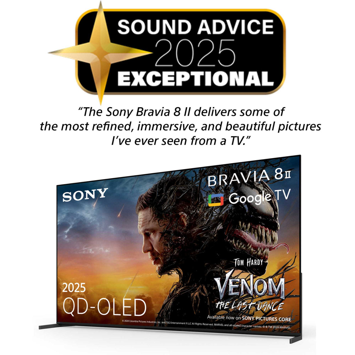 Sony BRAVIA 8 II 65" 4K QD-OLED Google TV with Acoustic Surface Audio+ - K65XR8M25B