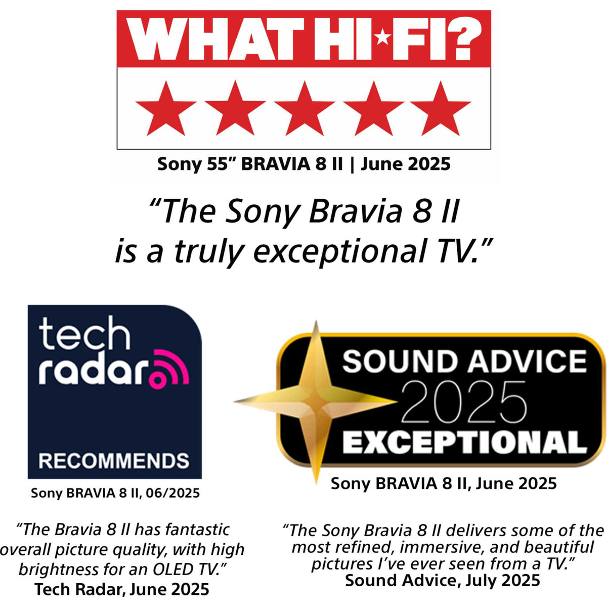 Sony BRAVIA 8 II 55" 4K QD-OLED Google TV with Acoustic Surface Audio+ - K55XR8M25BP