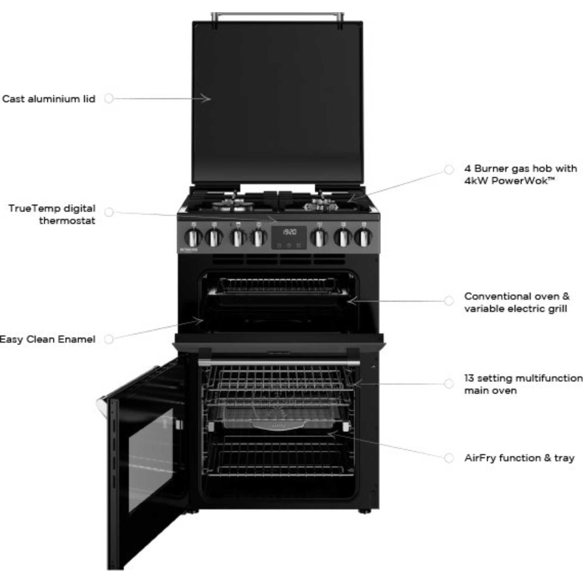 Stoves Richmond Deluxe 60DF 60cm Dual Fuel Double Oven Cooker - DXMRARICH60DFANT