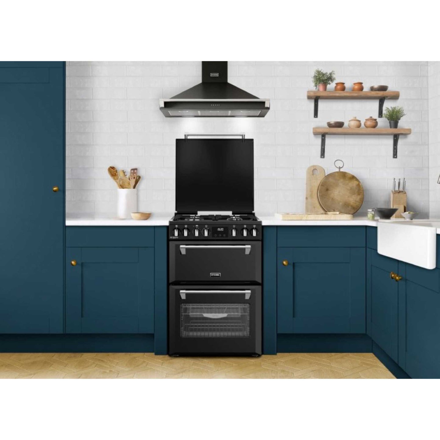 Stoves Richmond Deluxe 60DF 60cm Dual Fuel Double Oven Cooker - DXMRARICH60DFBLK