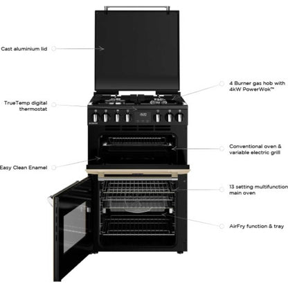 Stoves Richmond Deluxe 60DF 60cm Dual Fuel Double Oven Cooker - DXMRARICH60DFCRM