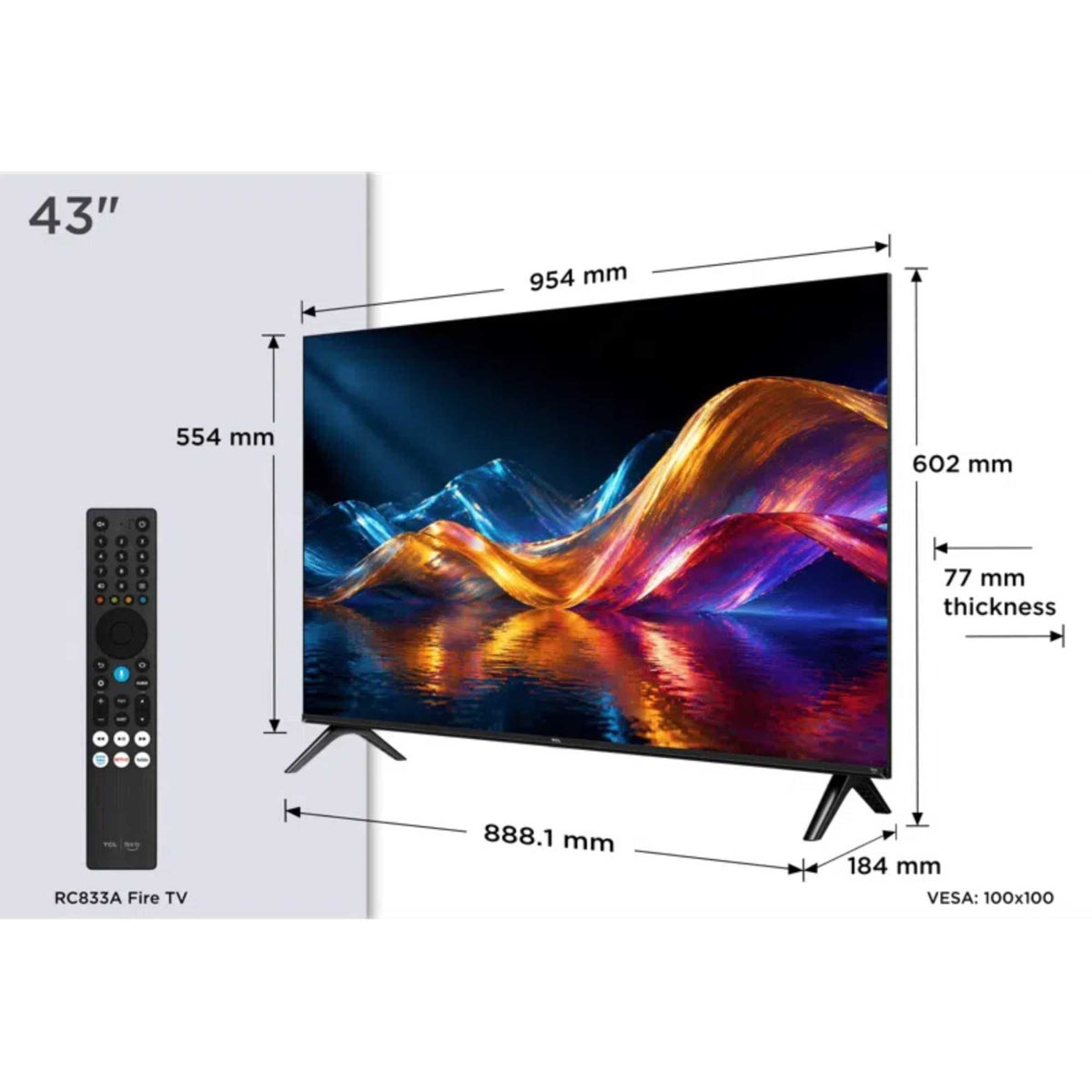 TCL V5D-UK 43" Full HD HDR QLED Freely Smart TV - 43V5DUK