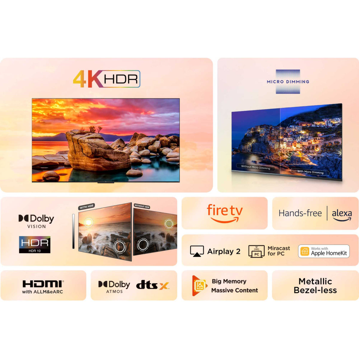 TCL PF650K 50" 4K HDR PRO Smart Fire TV with Freely - 50PF650K