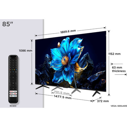 TCL P7K-UK 85" 4K Smart QLED Google TV 60Hz - 85P7KUK