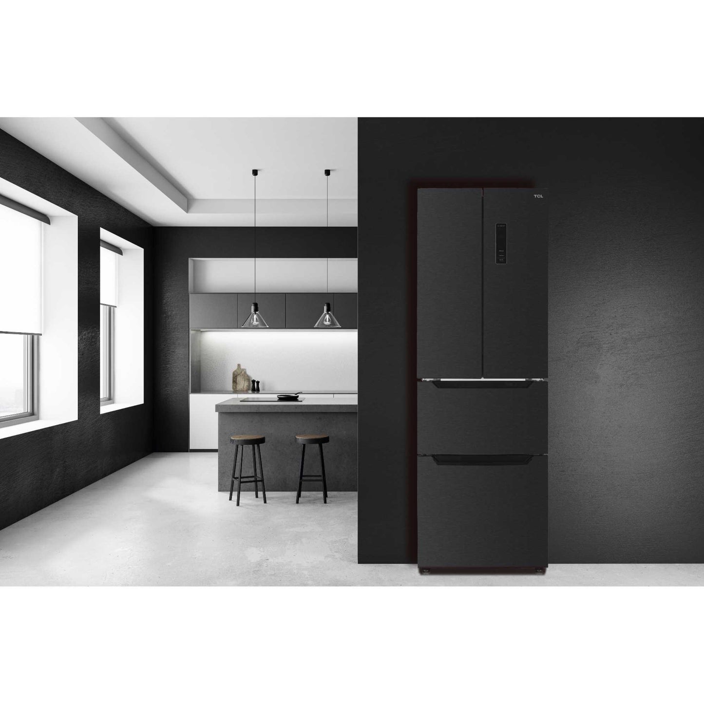 TCL American Style Fridge Freezer 50/50 Total No Frost - Black - RP320FBE0UK