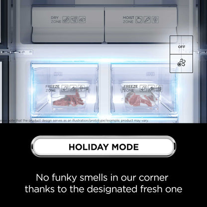 TCL American Style Fridge Freezer 50/50 Total No Frost - Quartz Grey - RP466CXE1UK