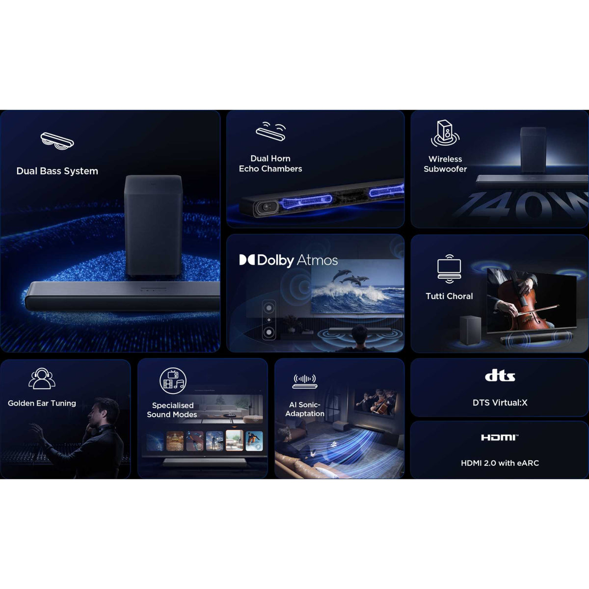 TCL S55HK 2.1 Channel Wireless Soundbar with Dolby Atmos & DTS Virtual:X