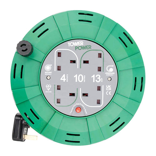 13A 10M 4 Gang Cassette Extension Reel