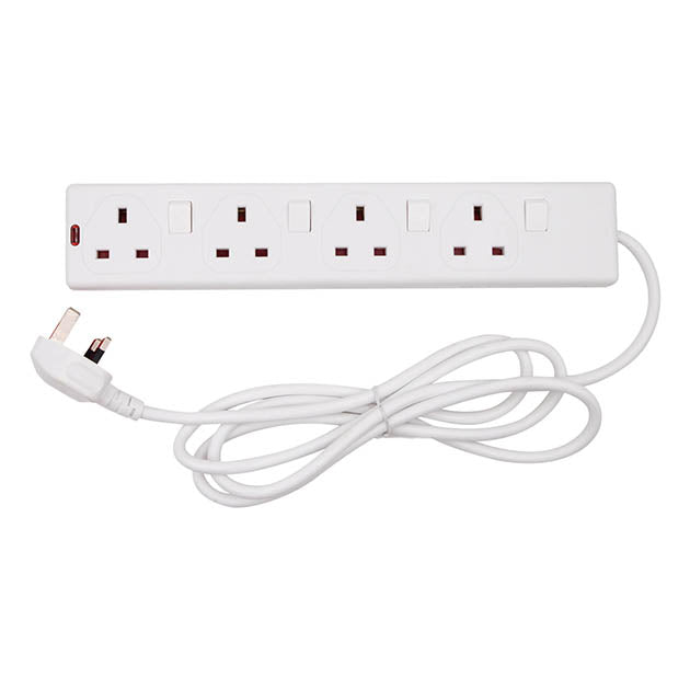 4 GANG 2M 13AMP INDIV SWITCHED EXT LEAD