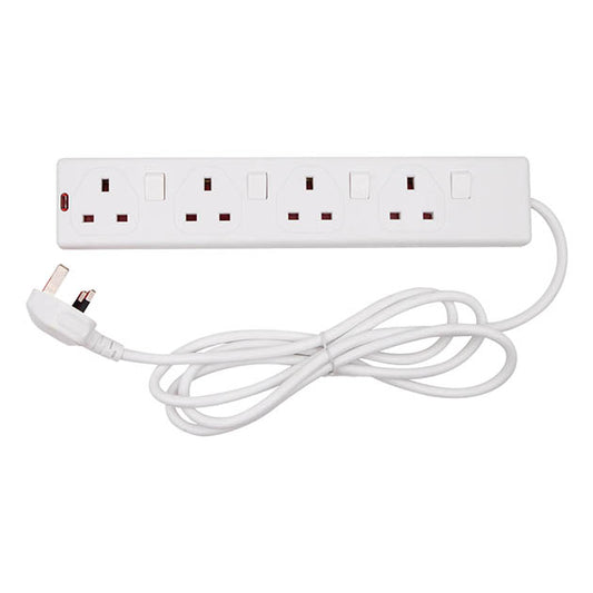 4 Gang 2M 13Amp Indiv Switched Ext Lead