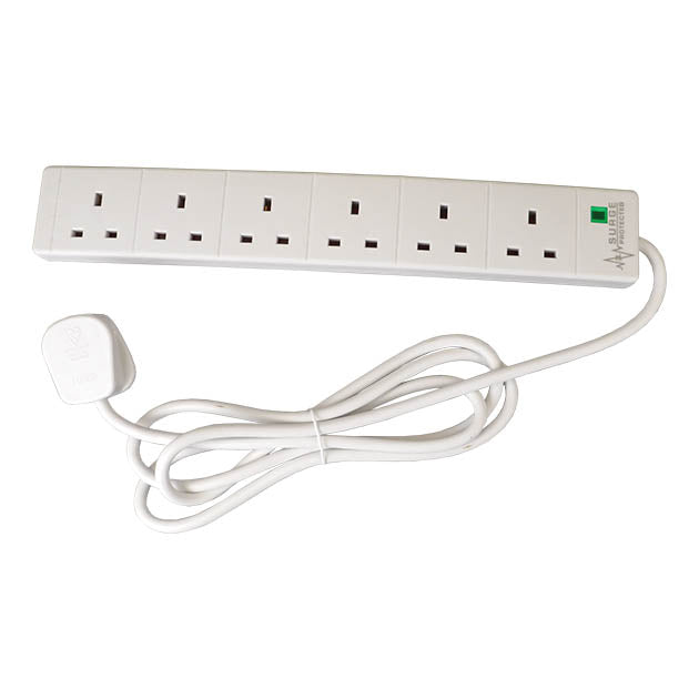 6 GANG 2M SURGE PROTECTED EXT LEAD WITH NEON INDIC