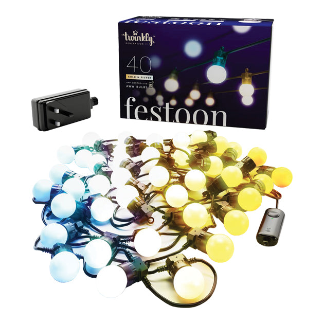 (DNO) 20M 40 GOLD &SILVER APP CTRL. FESTOON LIGHTS