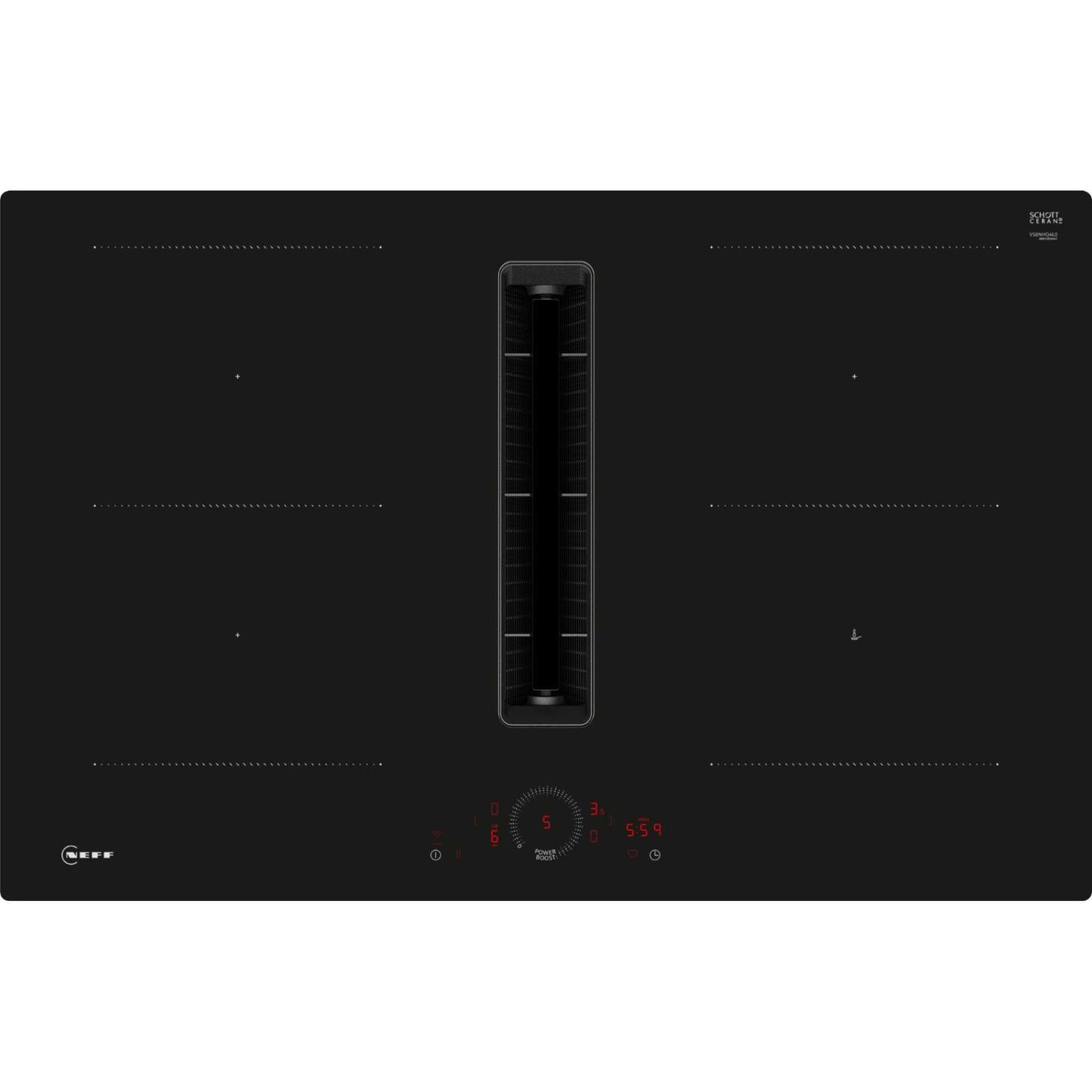 NEFF V58NHQ4LO N70 80cm 4 Burner Hob with Integrated Ventilation - Black