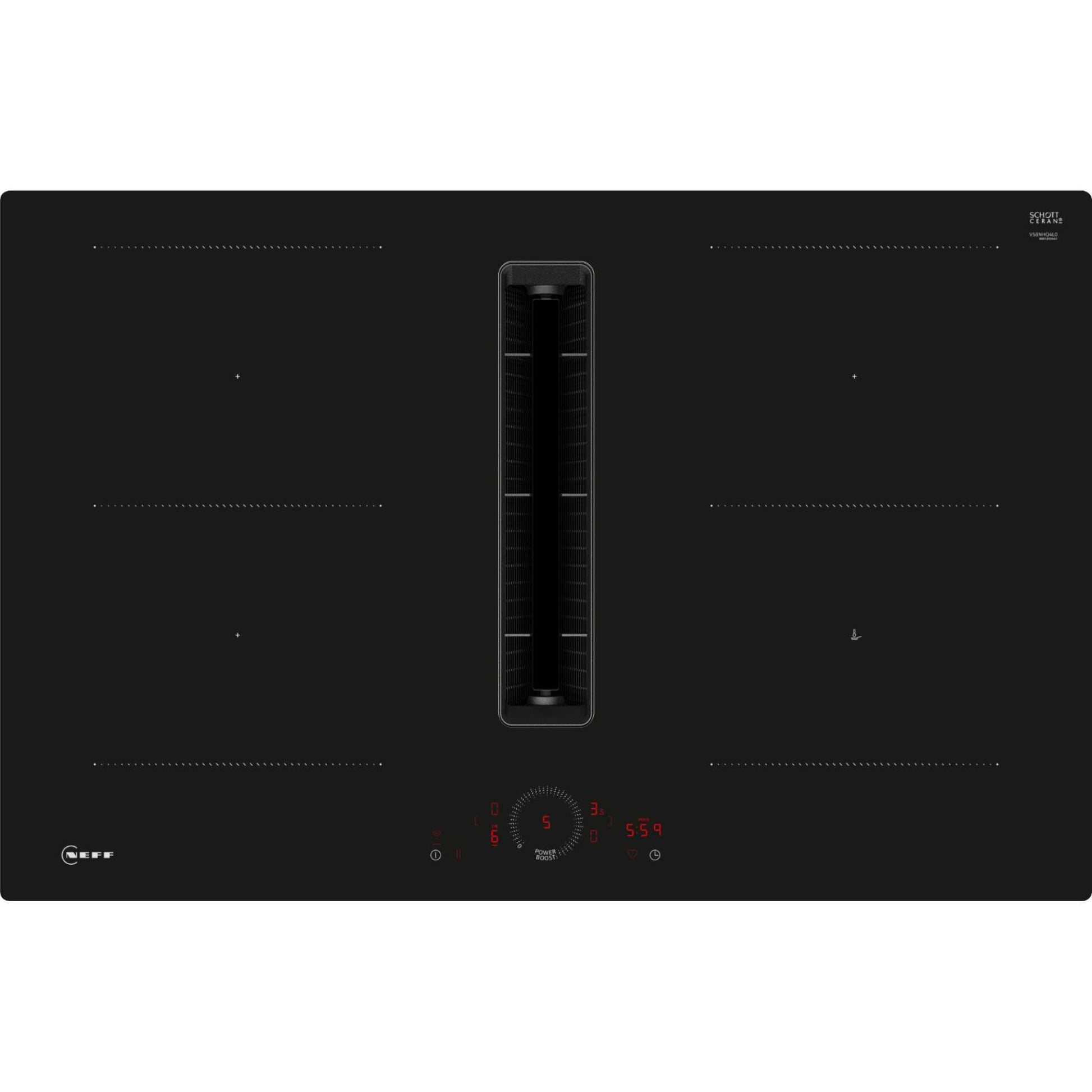 NEFF V58NHQ4LO N70 80cm 4 Burner Hob with Integrated Ventilation - Black