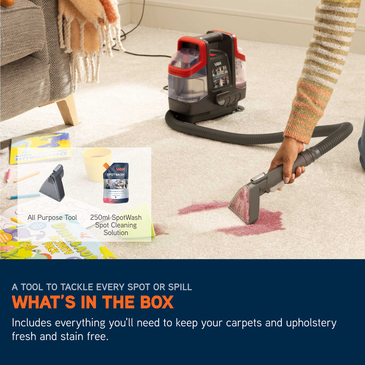 VAX CDSW-MCXS Spotwash Mini Spot Cleaner Handheld - Grey/Red