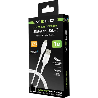 VELD VAC100W1 Super-Fast 1m USB-A TO USB-C Cable
