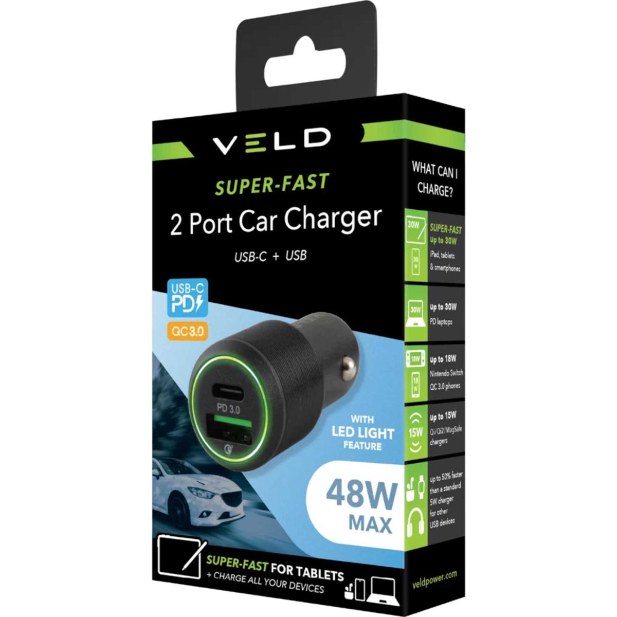 VELD VC48DG Super-Fast 2 Port USB 48W Car Charger
