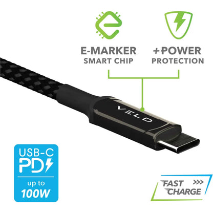VELD VCC2E 2m 100w Super-Fast USB-C to USB-C Cable with E-Maker