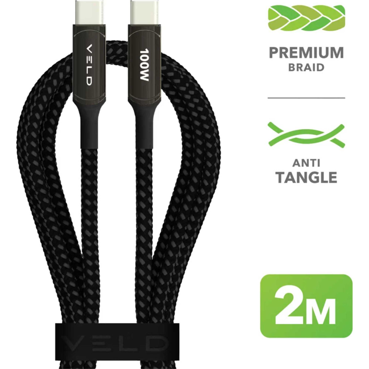 VELD VCC2E 2m 100w Super-Fast USB-C to USB-C Cable with E-Maker