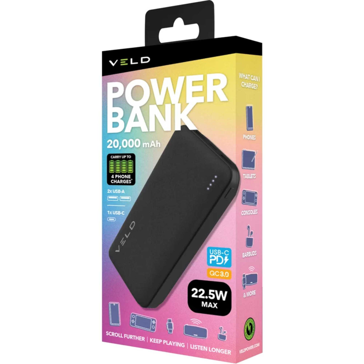 VELD VEPB2022B Essential 20,000mAh Power Bank
