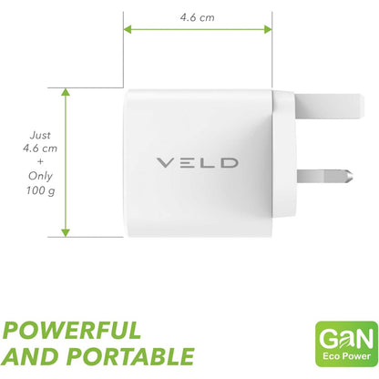 VELD VHG100JW Super-Fast 3 Port 100W USB Charger