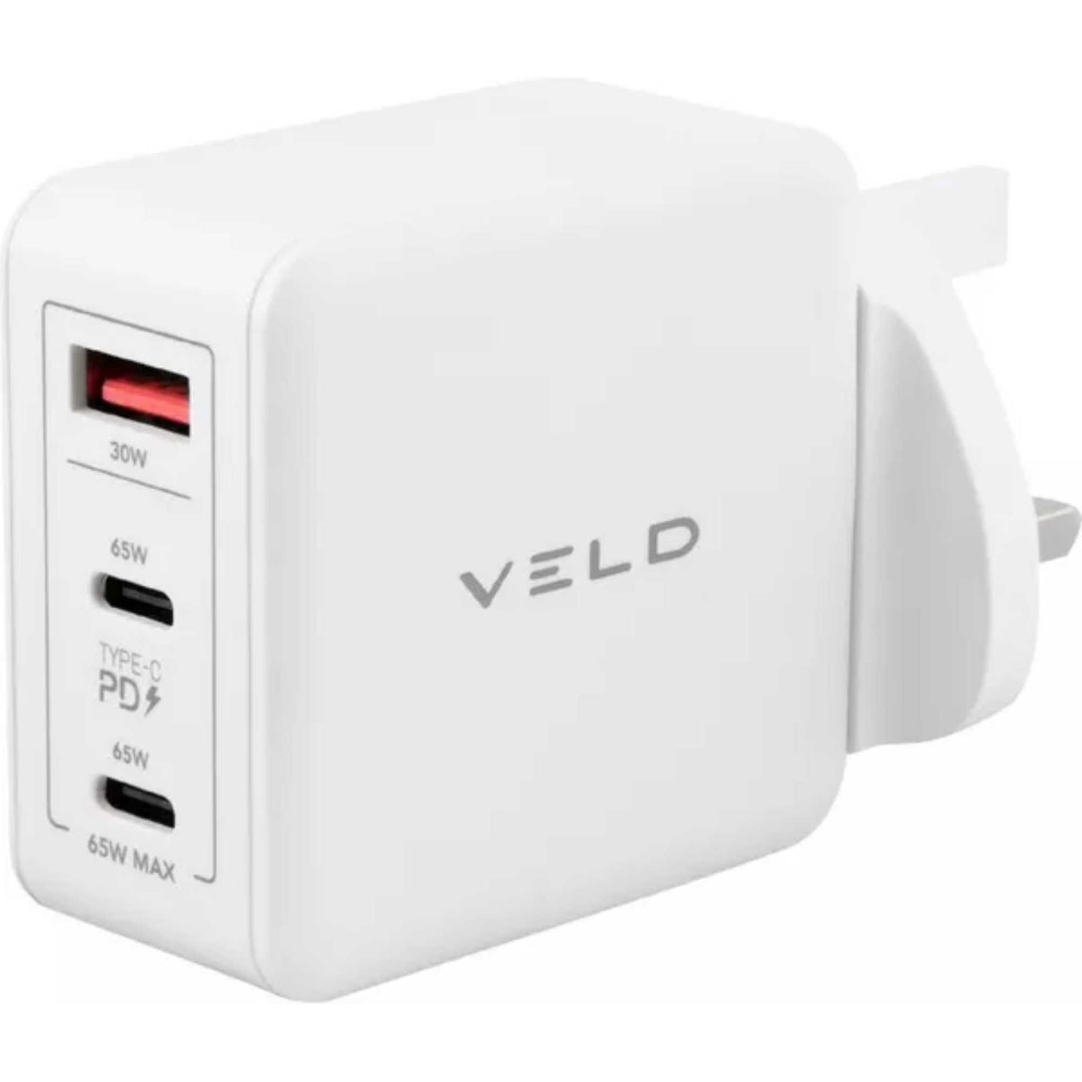 VELD VHG65JW Super Fast 3 Port 65W USB Wall Charger