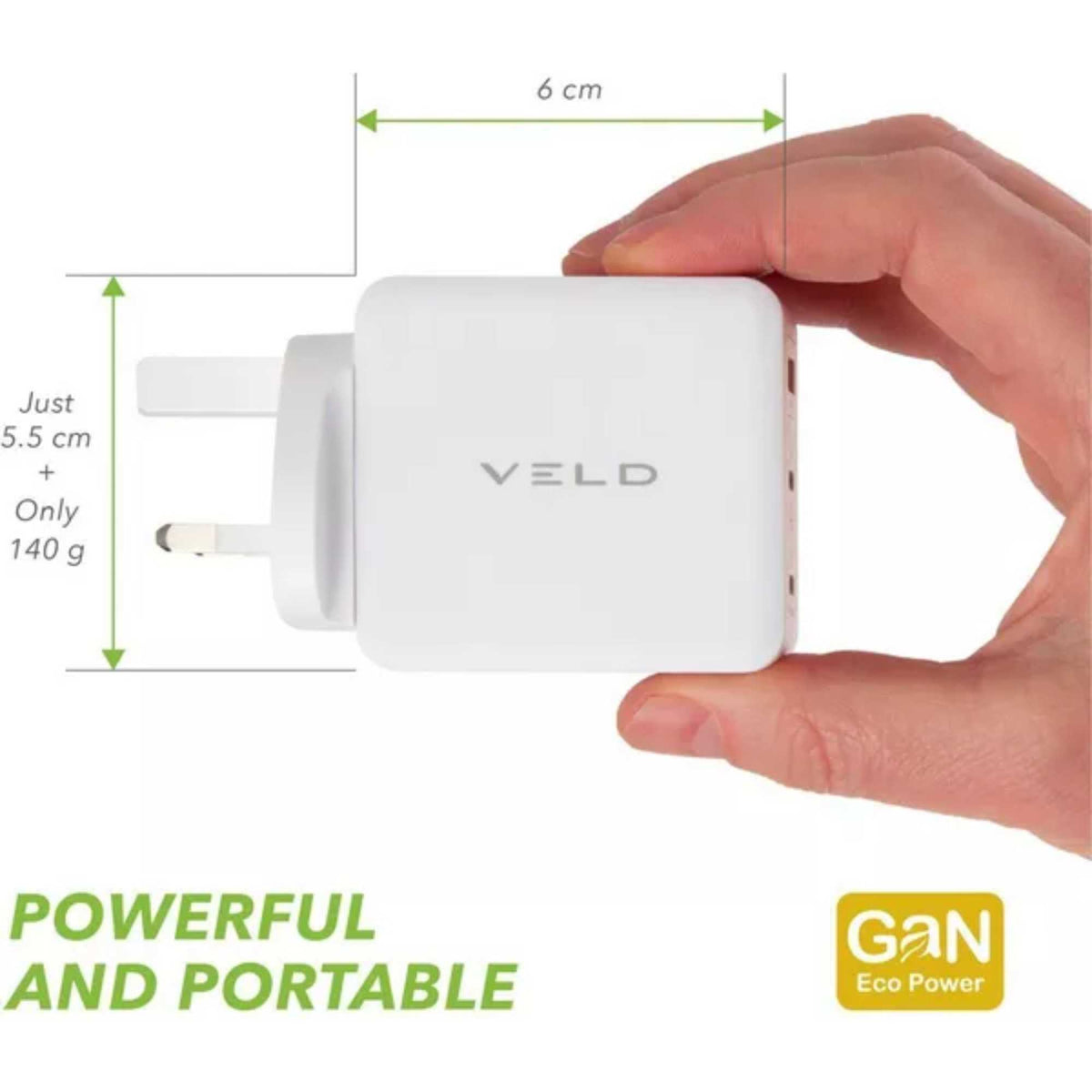 VELD VHG65JW Super Fast 3 Port 65W USB Wall Charger