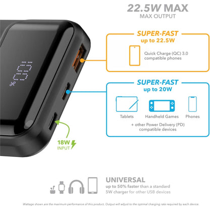 VELD VPB1022B Super-Fast 10,000mAh Power Bank - 22.5W