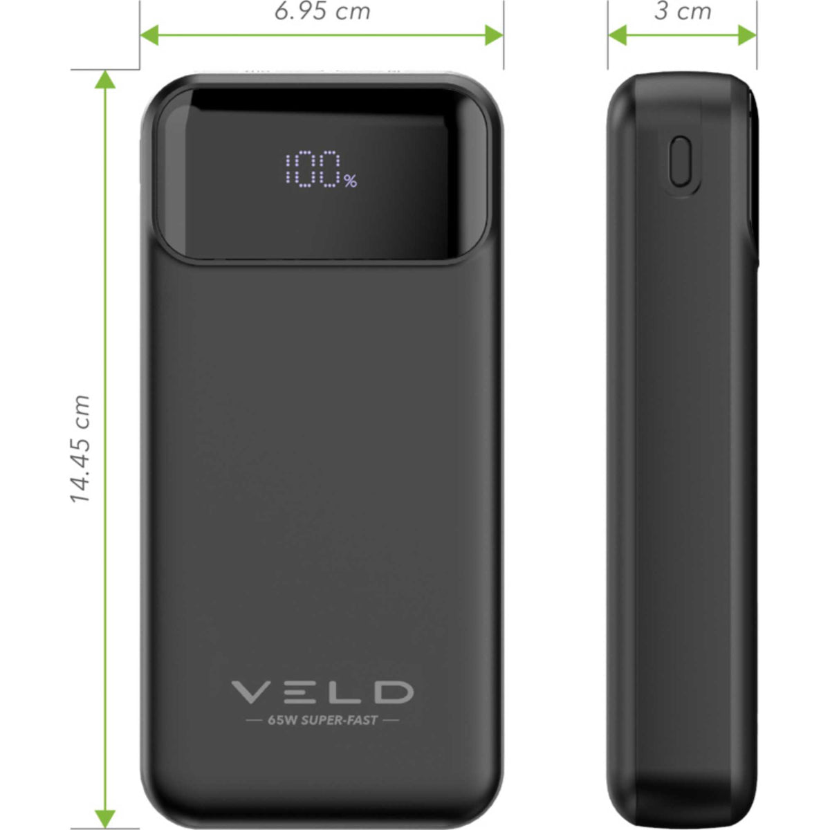 VELD VPB2065B 20,000 mAh 65W Power Bank - Black