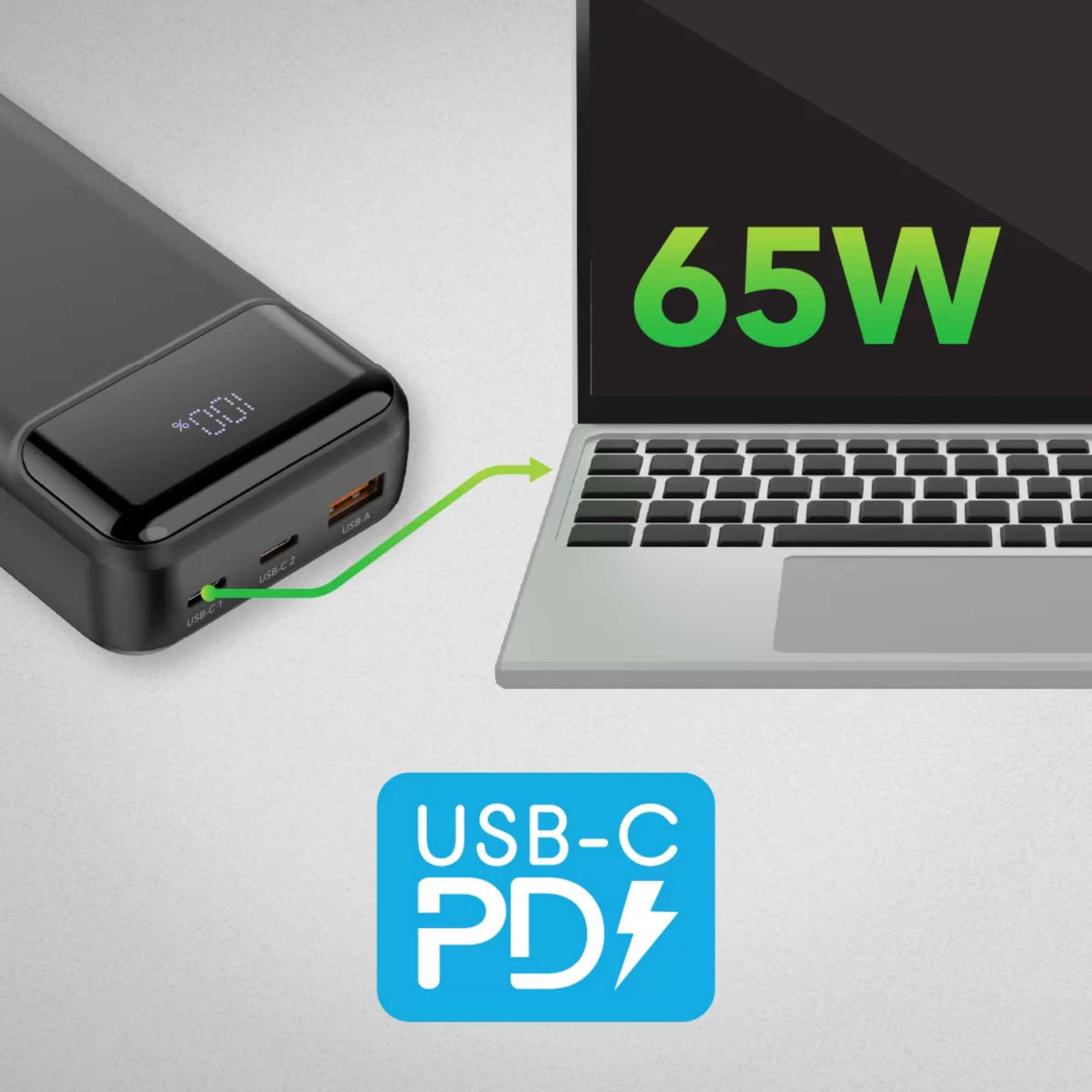 VELD VPB2065B 20,000 mAh 65W Power Bank - Black