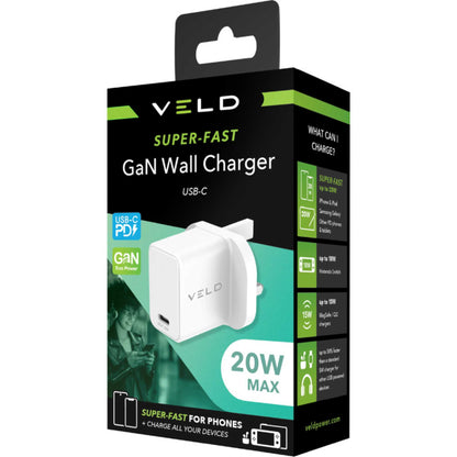 VELD VH20BW 20W Super-Fast USB-C Wall Charger
