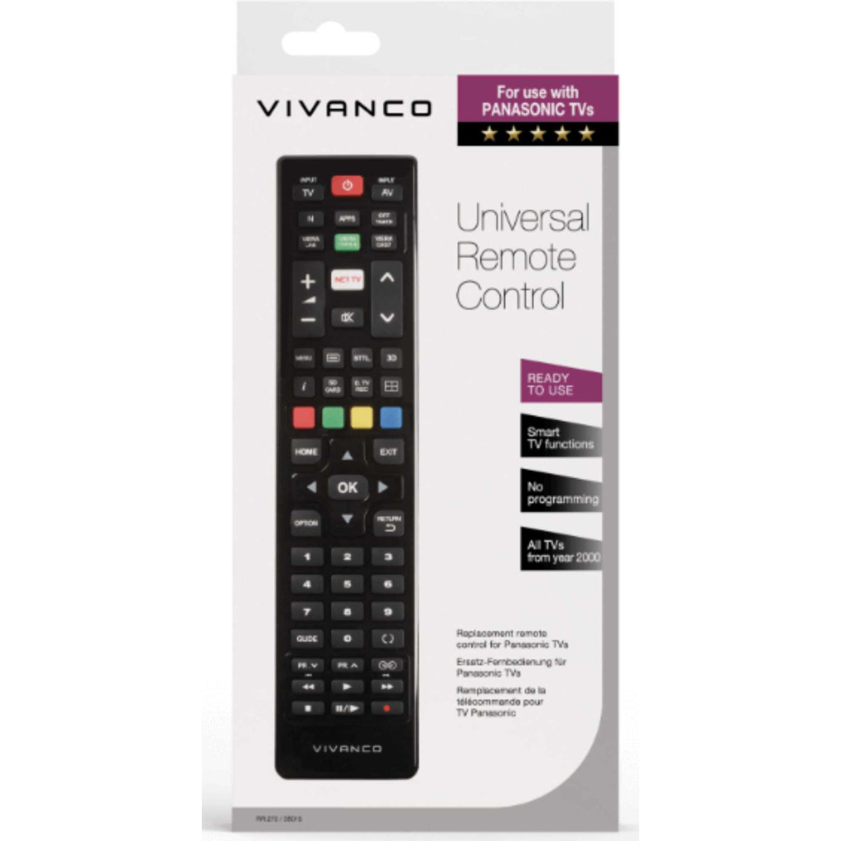 Vivanco 38015 Replacement Remote Control for Panasonic