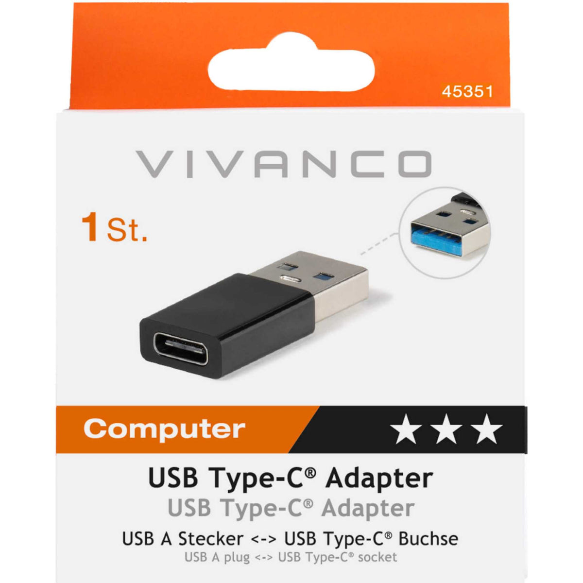Vivanco 45351 USB 3.1 USB-A to USB Type C Adapter