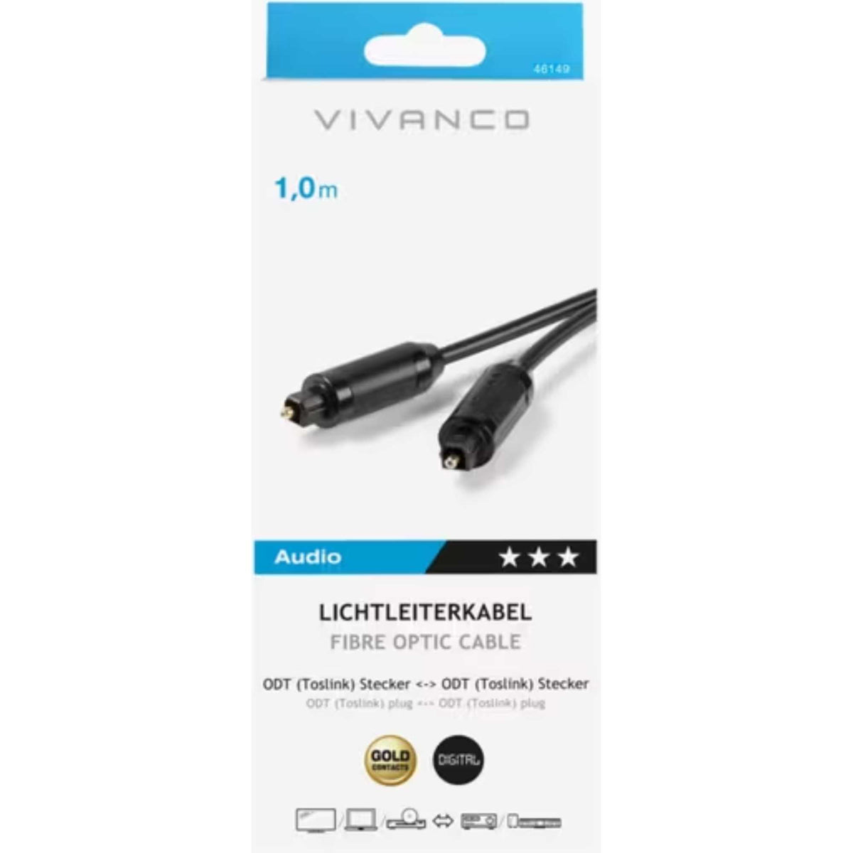 Vivanco 46149 Fibre Optic Cable 1M - Black