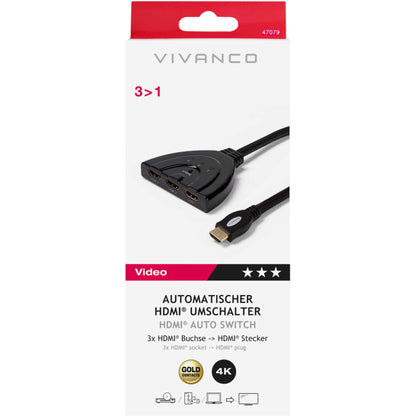 Vivanco 47079 3 Way Automatic HDMI Switch