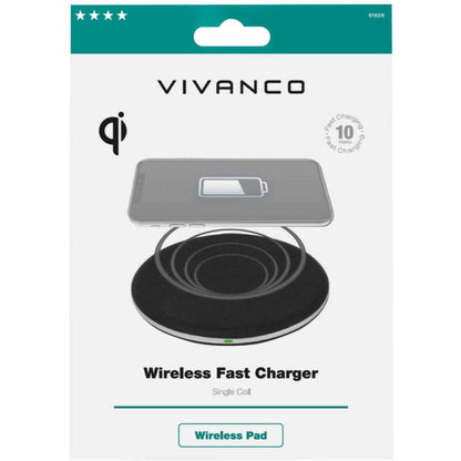 Vivanco 61628 10W Wireless QI Certified Fast Charging Pad with LED Light