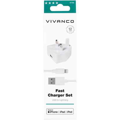 Vivanco 61796 USB Charger Kit with 1.2m Lightning USB Cable