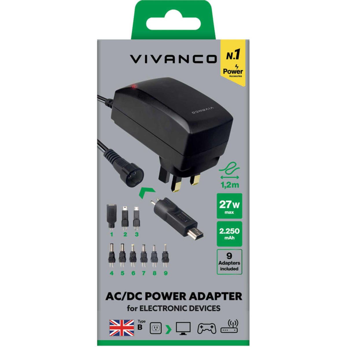 Vivanco VVITADAPT27WUN2 9-in-1 Universal Power Supply - Black