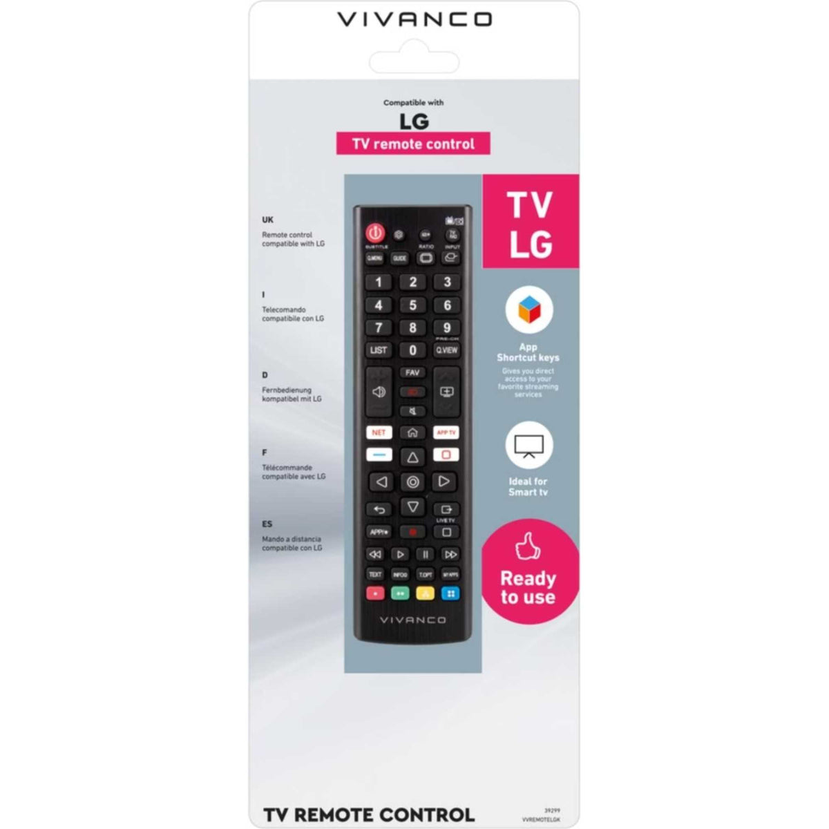 Vivanco VVREMOTELGK Remote Control For LG TVs