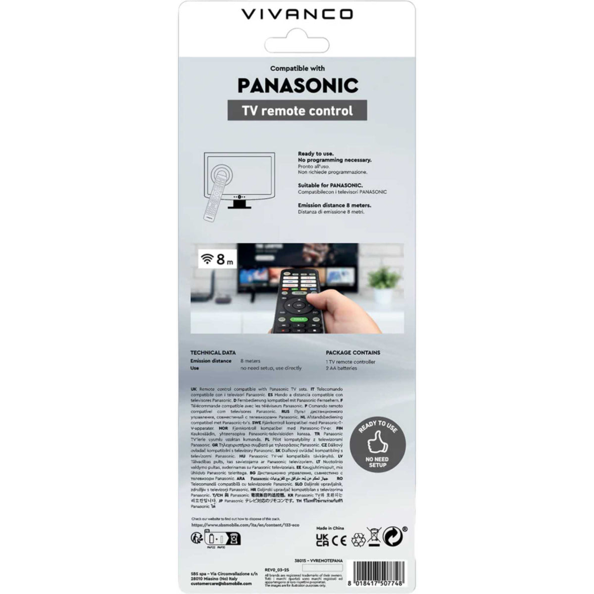 Vivanco VVREMOTEPANA Remote Control for Panasonic TVs
