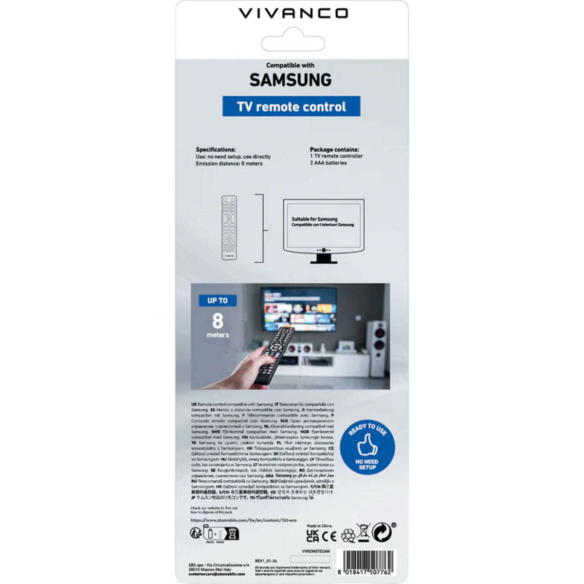 Vivanco VVREMOTESAM Remote Control for Samsung TVs