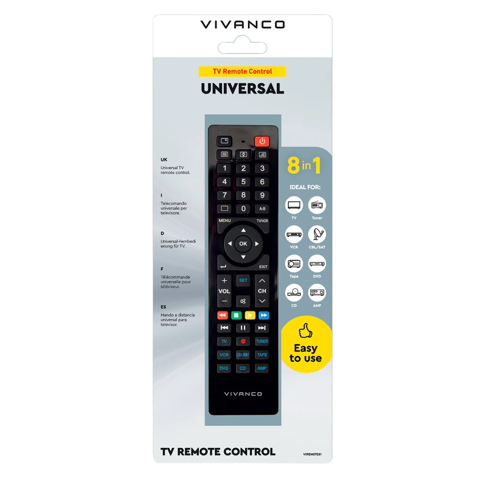 Vivanco VVREMOTE81 8-in-1 Universal Remote Control