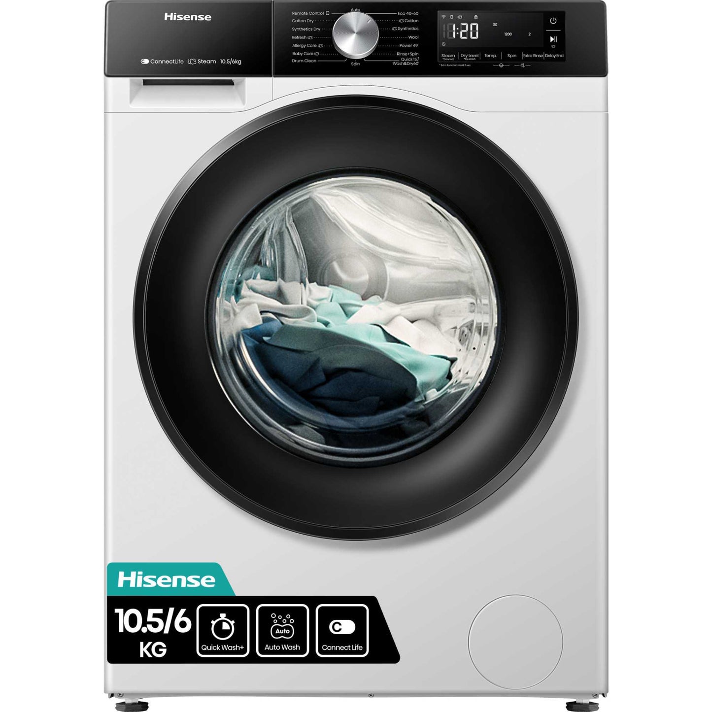 Hisense 10.5kg Wash 6kg Dry 1400rpm Washer Dryer - WD3S1043BW3